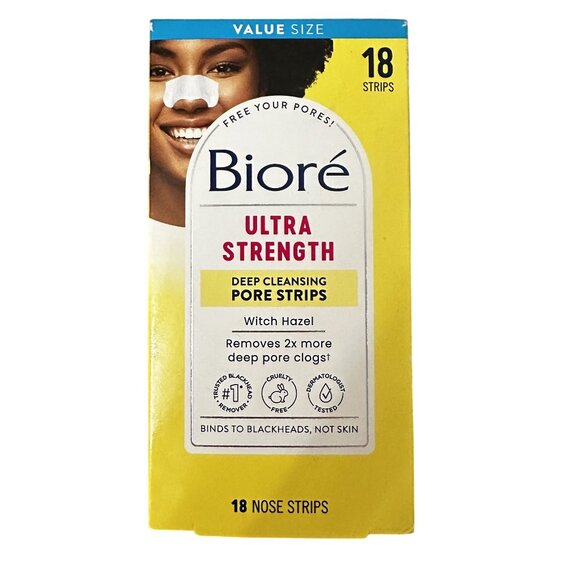 Biore Witch Hazel Blackhead Remover Pore Strips for Nose Ultra Strength 18 Count - Picture 1 of 2